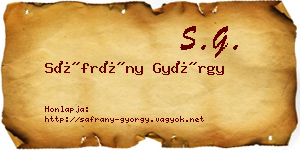 Sáfrány György névjegykártya